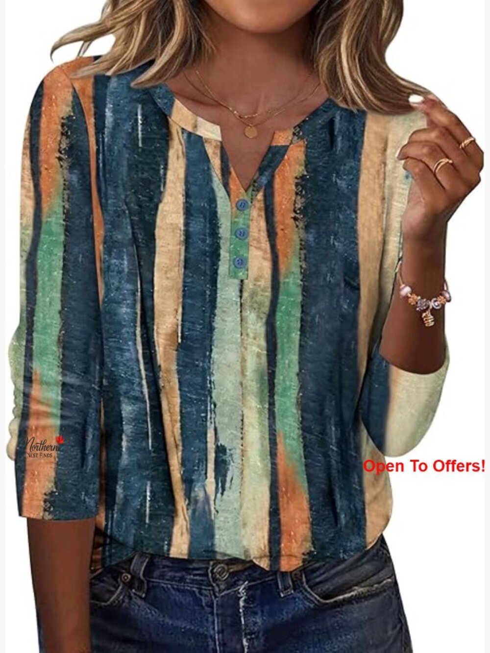 Long Sleeve V-Neck Blouse, Polyester Spandex, Casual Dressy Top